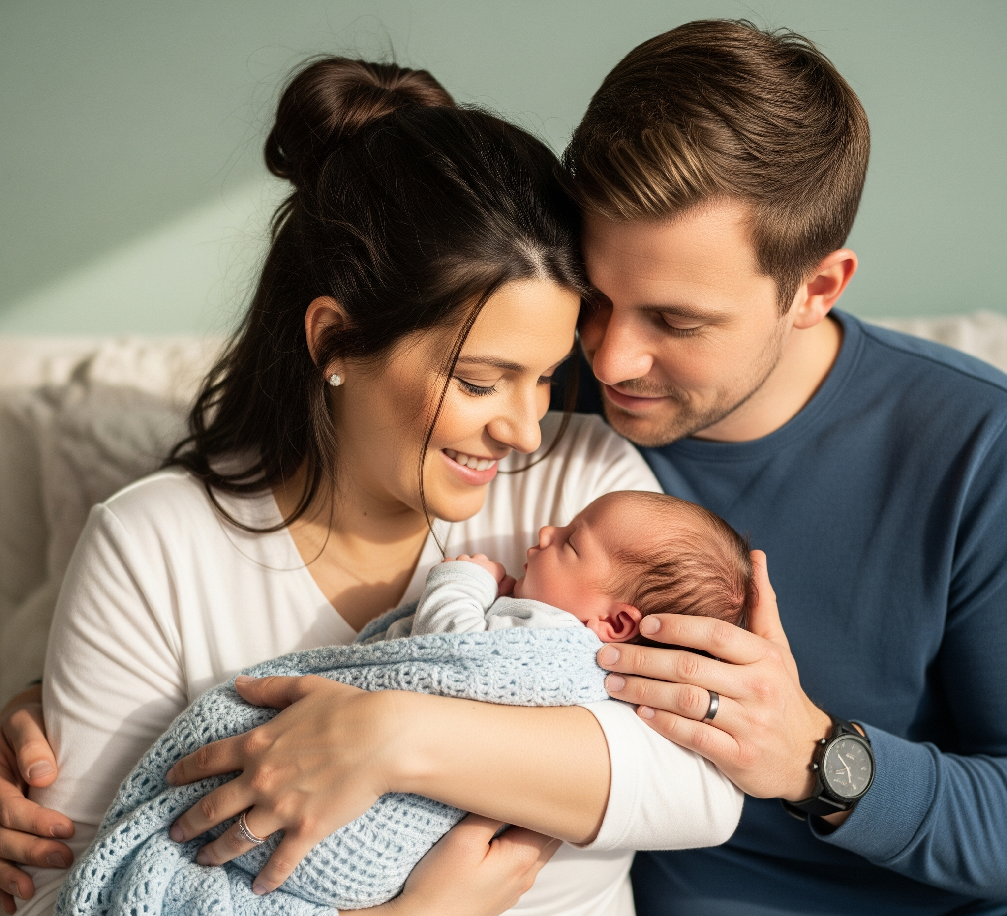 Happy baby with parents